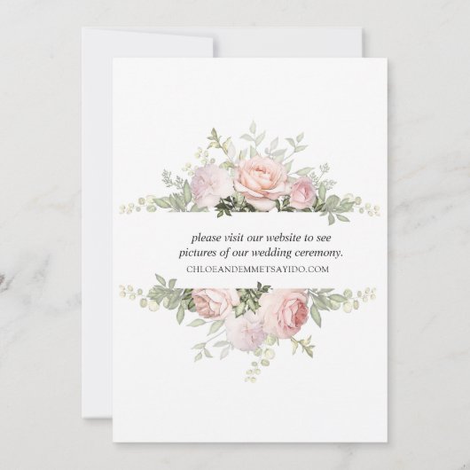 ピンクホワイトフローラたった今結婚しました 案内状 (裏面)