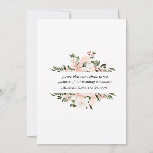 ピンクホワイトフローラたった今結婚しました 案内状 (裏面)