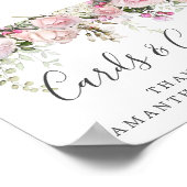 ピンクホワイトフローラウェディングカードとギフトサイン ポスター (角)