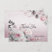 ピンクホワイトフローラサンキューカード サンキューカード (正面/裏面)