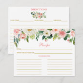 ピンクホワイトフローラシャワーレシピカード金ゴールド アドバイスカード (正面/裏面)