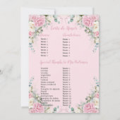 ピンクホワイトフローラシルバーアーチキンセアニェラスウィート16 招待状 (裏面)