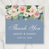 ピンクホワイトフローラダスティ結婚ブルーありがとう フェイバータグ (正面)