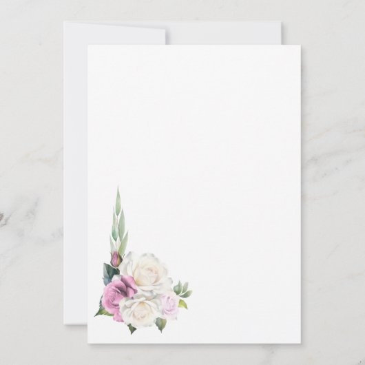 ピンクホワイトフローラディナーとドリンク30th Birthday 招待状 (裏面)