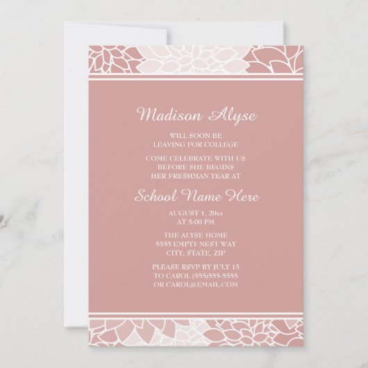 ピンクホワイトフローラトランクパーティの招待状 招待状 (正面)