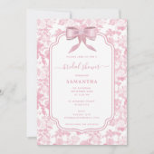 ピンクホワイトフローラバラシノワセリーブライダルシャワー 招待状 (正面)