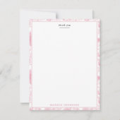 ピンクホワイトフローラバラチノワジェリーパターン サンキューカード (正面)