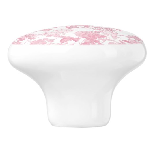 ピンクホワイトフローラバラチノワジェリーパターン セラミックノブ (側面)