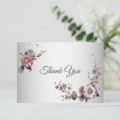 ピンクホワイトフローラフラットサンキューカード サンキューカード (スタンド正面)