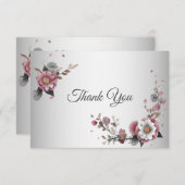 ピンクホワイトフローラフラットサンキューカード サンキューカード (正面/裏面)