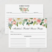 ピンクホワイトフローラブライダルシャワーレシピカード アドバイスカード (正面/裏面)