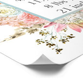 ピンクホワイトフローラベビー誕生の状態パーソナライズされた ポスター (角)