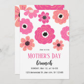 ピンクホワイトフローラマザーズデイブランチ招待状 招待状 (正面/裏面)