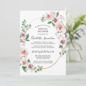 ピンクホワイトフローラユーカリブライダルシャワー 招待状 (スタンド正面)