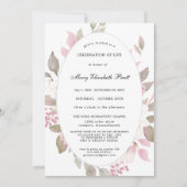 ピンクホワイトフローラライフお祝い 招待状 (正面)