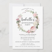 ピンクホワイトフローラリースキンセアニェラ 招待状 (正面)