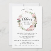 ピンクホワイトフローラリースSweet sixteenパーティー 招待状 (正面)