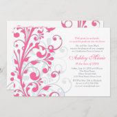 ピンクホワイトフローラ卒業招待状 招待状 (正面/裏面)