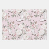 ピンクホワイトフローラ女性のカーボーイブーツ誕生日 ラッピングペーパーシート (正面)