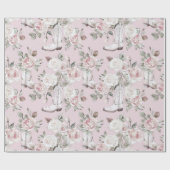 ピンクホワイトフローラ女性のカーボーイブーツ誕生日 ラッピングペーパー (フラット)