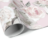 ピンクホワイトフローラ女性のカーボーイブーツ誕生日 ラッピングペーパー (ロールコーナー)