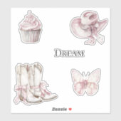 ピンクホワイトフローラ女性のカーボーイブーツ シール (シート)