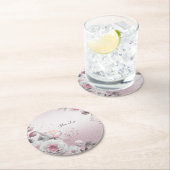 ピンクホワイトフローラ紙コースター ラウンドペーパーコースター (インサイチュ)