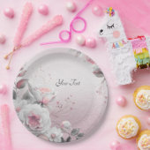 ピンクホワイトフローラ紙プレート ペーパープレート (パーティー)