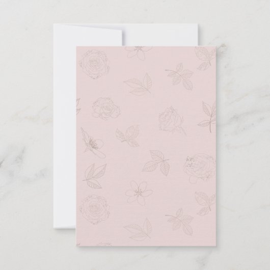 ピンクホワイトフローラ結婚式RSVPカード、食事オプション 出欠カード (裏面)