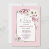 ピンクホワイトフローラ結婚披露宴 招待状 (正面)