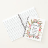 ピンクホワイトフローラ誕生統計パーソナライズされたベビー ノートブック (内部)