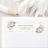 ピンクホワイトフローラ金ゴールドバプテスマ差出人住所 ラベル (インサイチュ)