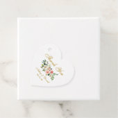 ピンクホワイトフローラ金ゴールド結婚ズサンキューハート フェイバータグ (インサイチュ)