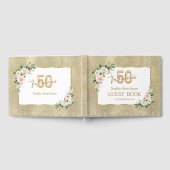 ピンクホワイトフローラ金ゴールド50と素晴らしい誕生日 ゲストブック (全面)