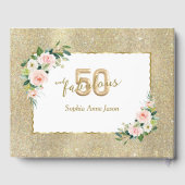 ピンクホワイトフローラ金ゴールド50と素晴らしい誕生日 ゲストブック (裏面)