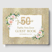 ピンクホワイトフローラ金ゴールド50と素晴らしい誕生日 ゲストブック (正面)