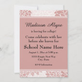 ピンクホワイトフローラ離れズフォーカレッジパーティー招待状 招待状 (正面)