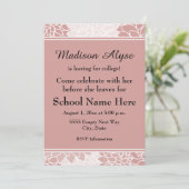 ピンクホワイトフローラ離れズフォーカレッジパーティー招待状 招待状 (スタンド正面)