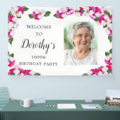 ピンクホワイトフローラ100th誕生日へようこそ 横断幕 (トレードショー)