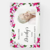 ピンクホワイトフローラ70th誕生日へようこそ 横断幕 (縦)