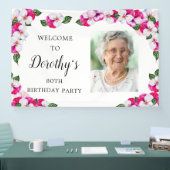 ピンクホワイトフローラ80th誕生日へようこそ 横断幕 (トレードショー)