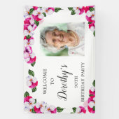 ピンクホワイトフローラ90th誕生日へようこそ 横断幕 (縦)