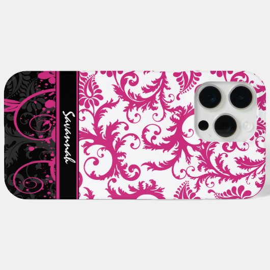 ピンクホワイトブラックダマパーソナライズされたスク Case-Mate iPhoneケース (裏面 (横))