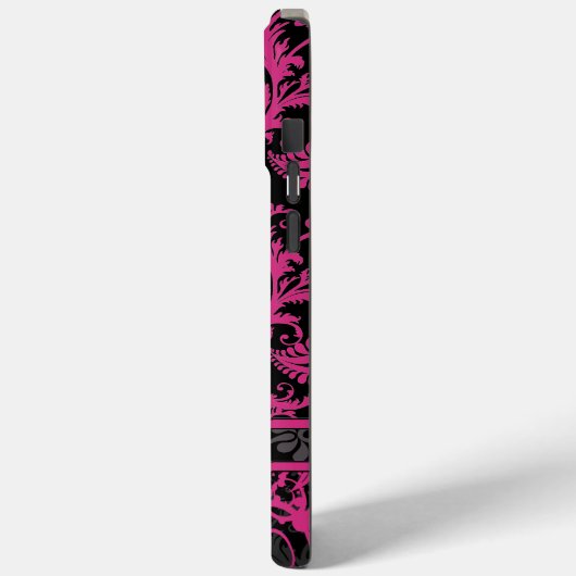 ピンクホワイトブラックパーソナライズされたダマスクiPhone Case-Mate iPhoneケース (裏面 / 左)