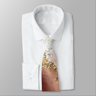 ピンクホワイトブラックマウヴ金ゴールドグリッターアゲートマーブル ネクタイ