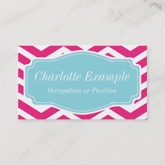 ピンクホワイトブルーシェブロンパーソナル 名刺 (正面)
