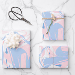 ピンクホワイトブルーマーブルスワール抽象芸術ベビー ラッピングペーパーシート