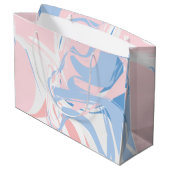 ピンクホワイトブルーマーブルスワール抽象芸術ベビー ラージペーパーバッグ (裏面アングル)