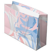 ピンクホワイトブルーマーブルスワール抽象芸術ベビー ラージペーパーバッグ (正面アングル)