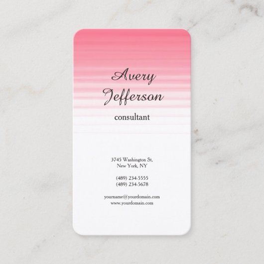 ピンクホワイトプレーンモダンミニマルプロフェッショナル 名刺 (正面)